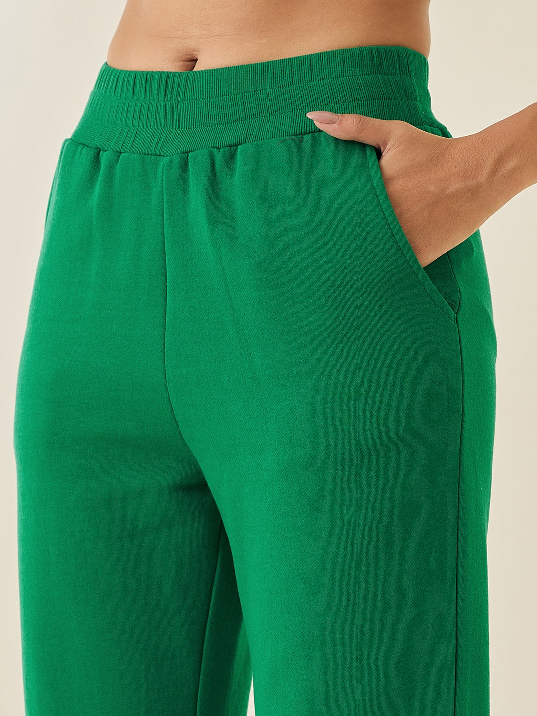 Green Straight-Leg Fleece Track Pants