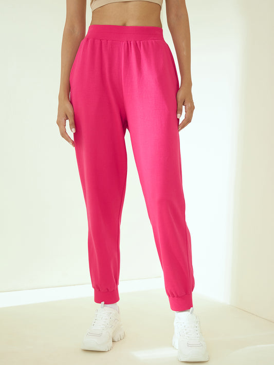 Pink French Terry Elasticated Track Pants