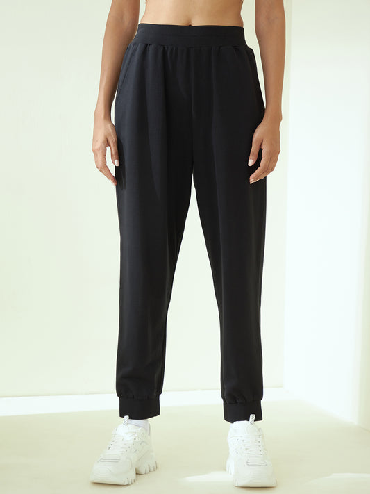 Black French Terry Elasticated Track Pants