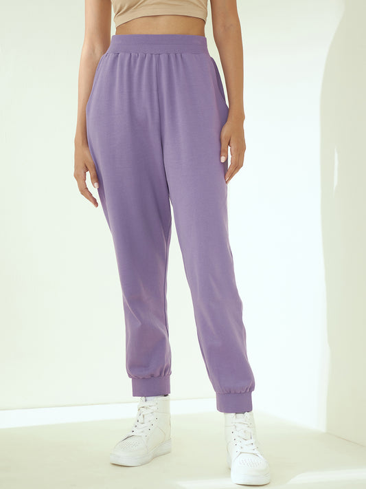 Lavender French Terry Elasticated Track Pants