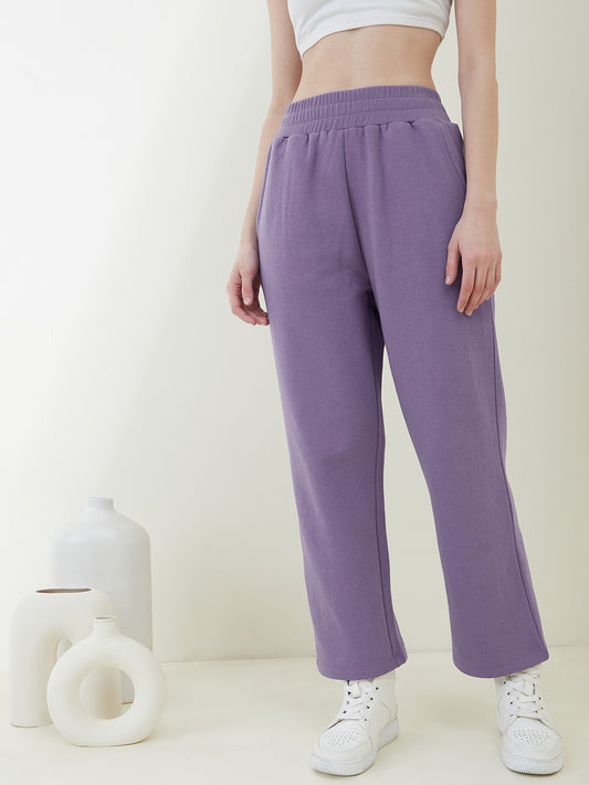 Lavender Straight-Leg Fleece Track Pants