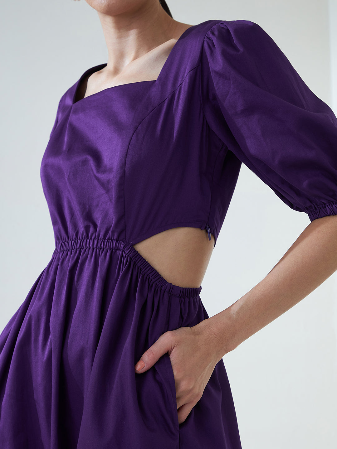 Purple Cotton Cut Out Maxi Dress