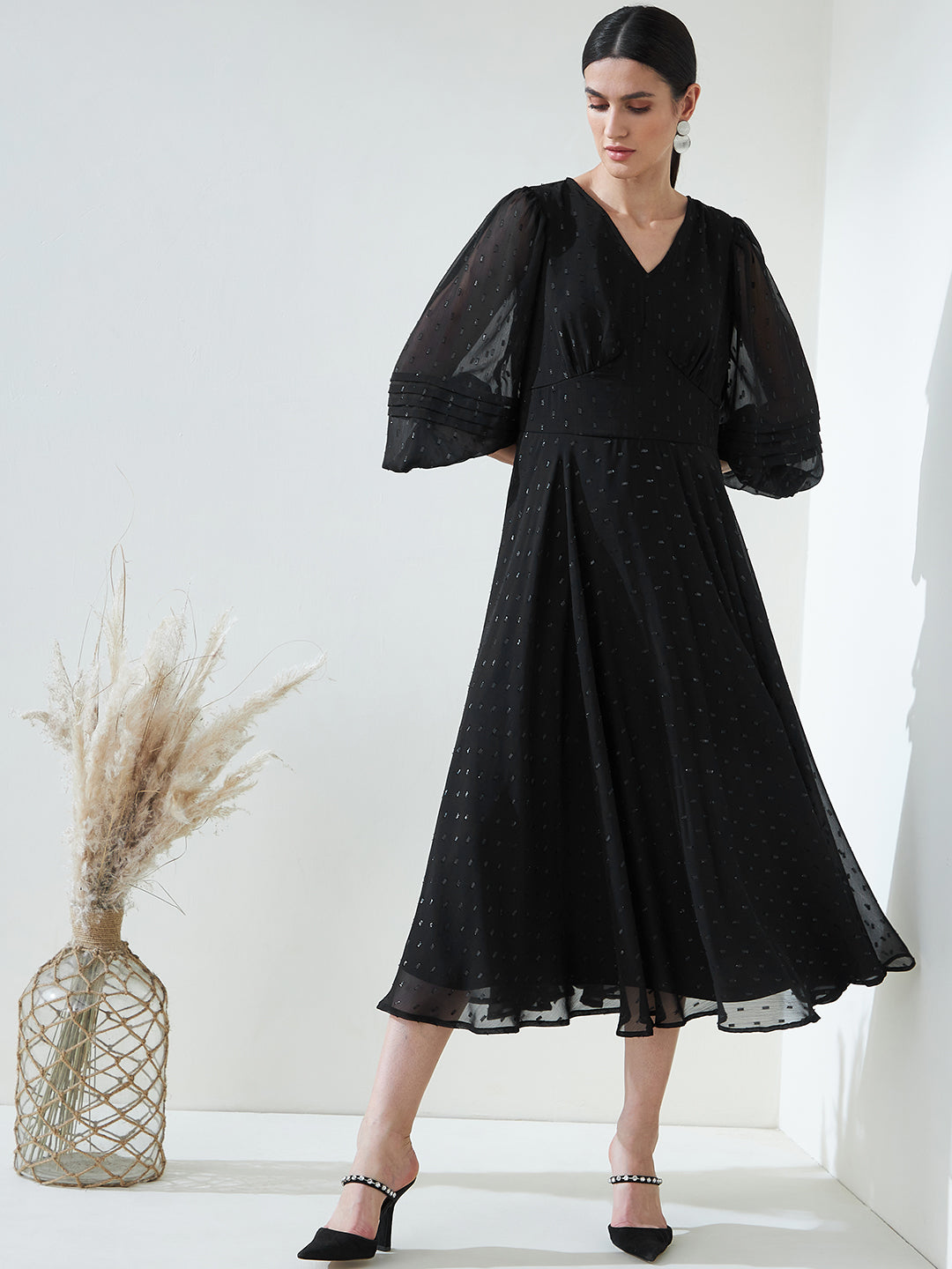 Black Lurex Corset Maxi Dress